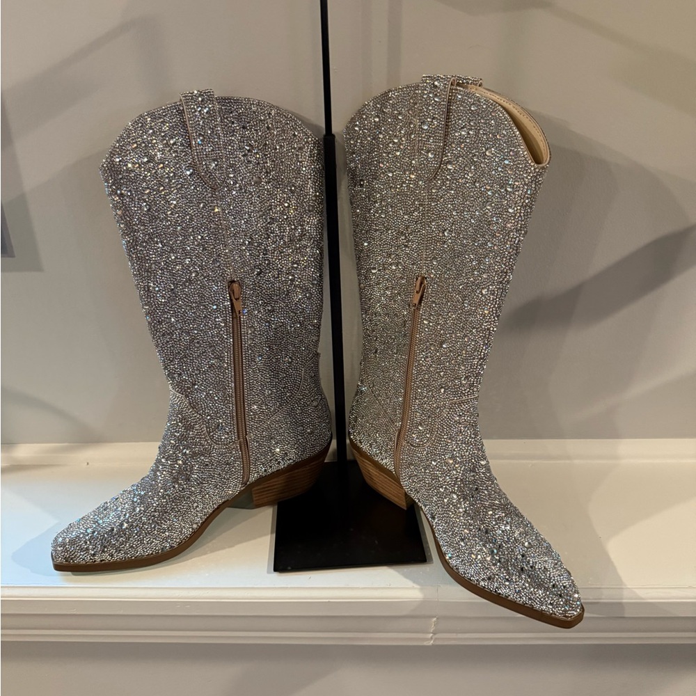 New Betsey Johnson rhinestone Women's Cowboy Boots 7.5